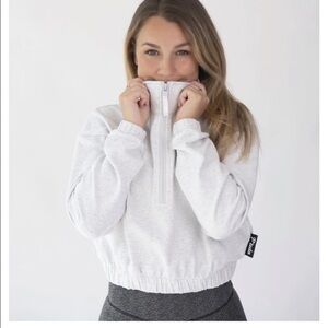 Ptula Mara Scrunch Half-Zip Sweatshirt Light Grey Size Large